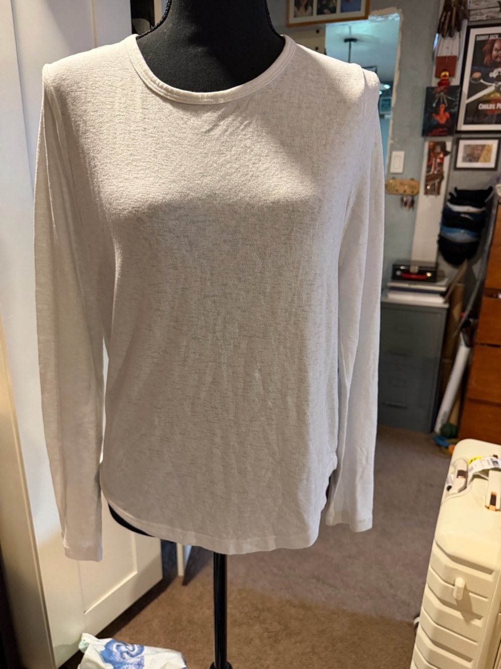 Athleta Long-Sleeve Crewneck with key cut out back White